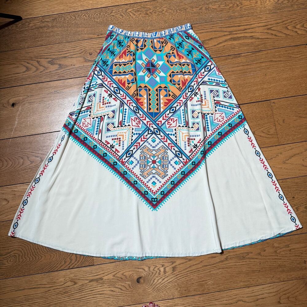 Flying Tomato Women Skirt Maxi SZ M Aztec Western Ranch Rodeo Boho Midi READ